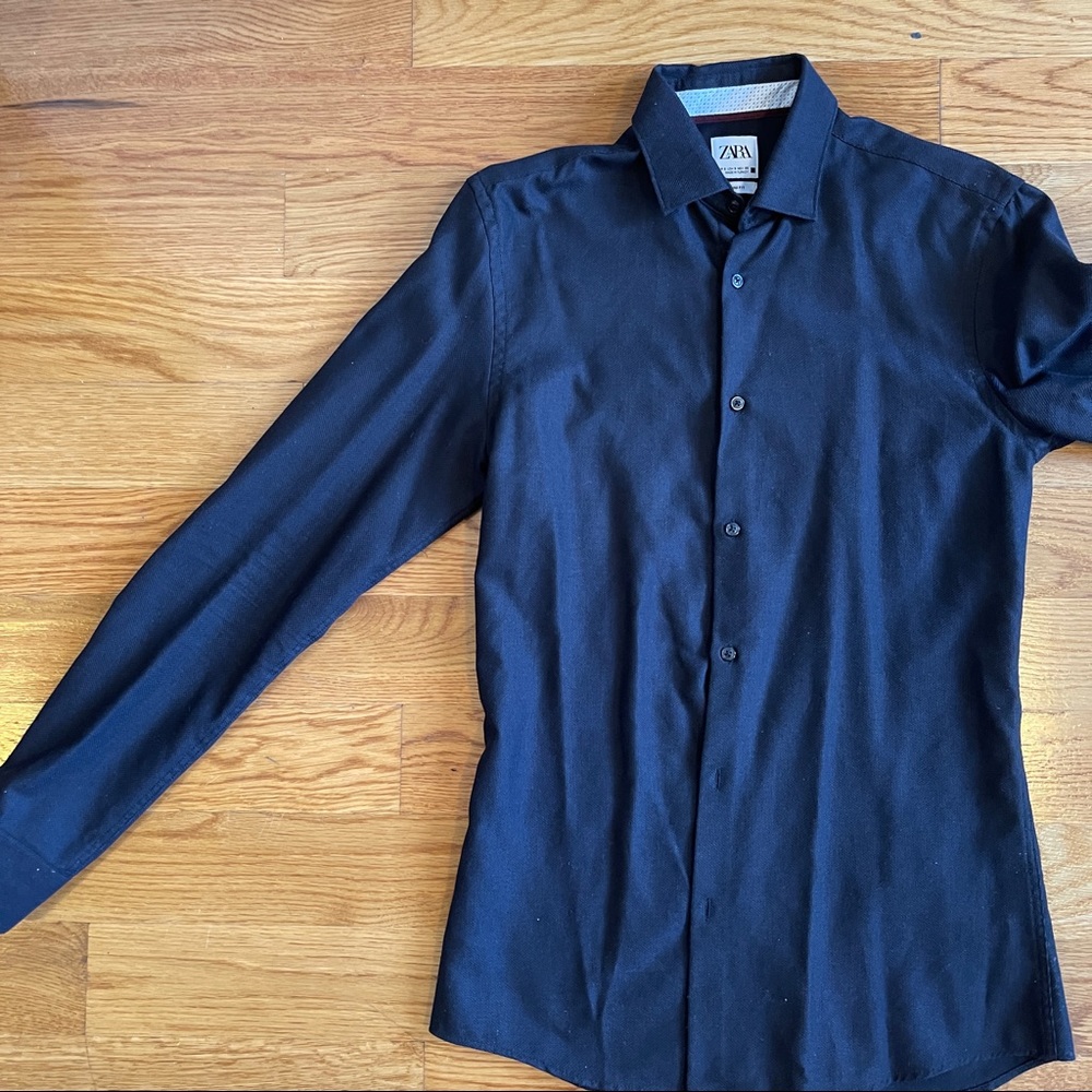 Zara slim fit black Button Down